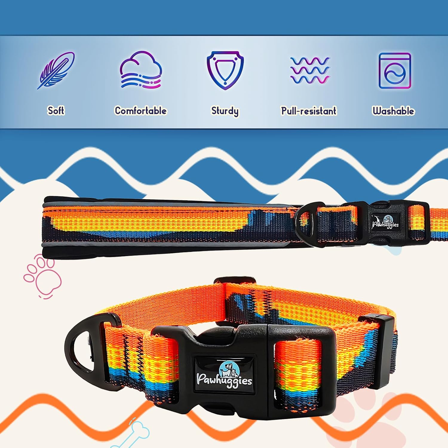 Detalle de PawHuggies Dog Collar and Leash Set, Jacquard