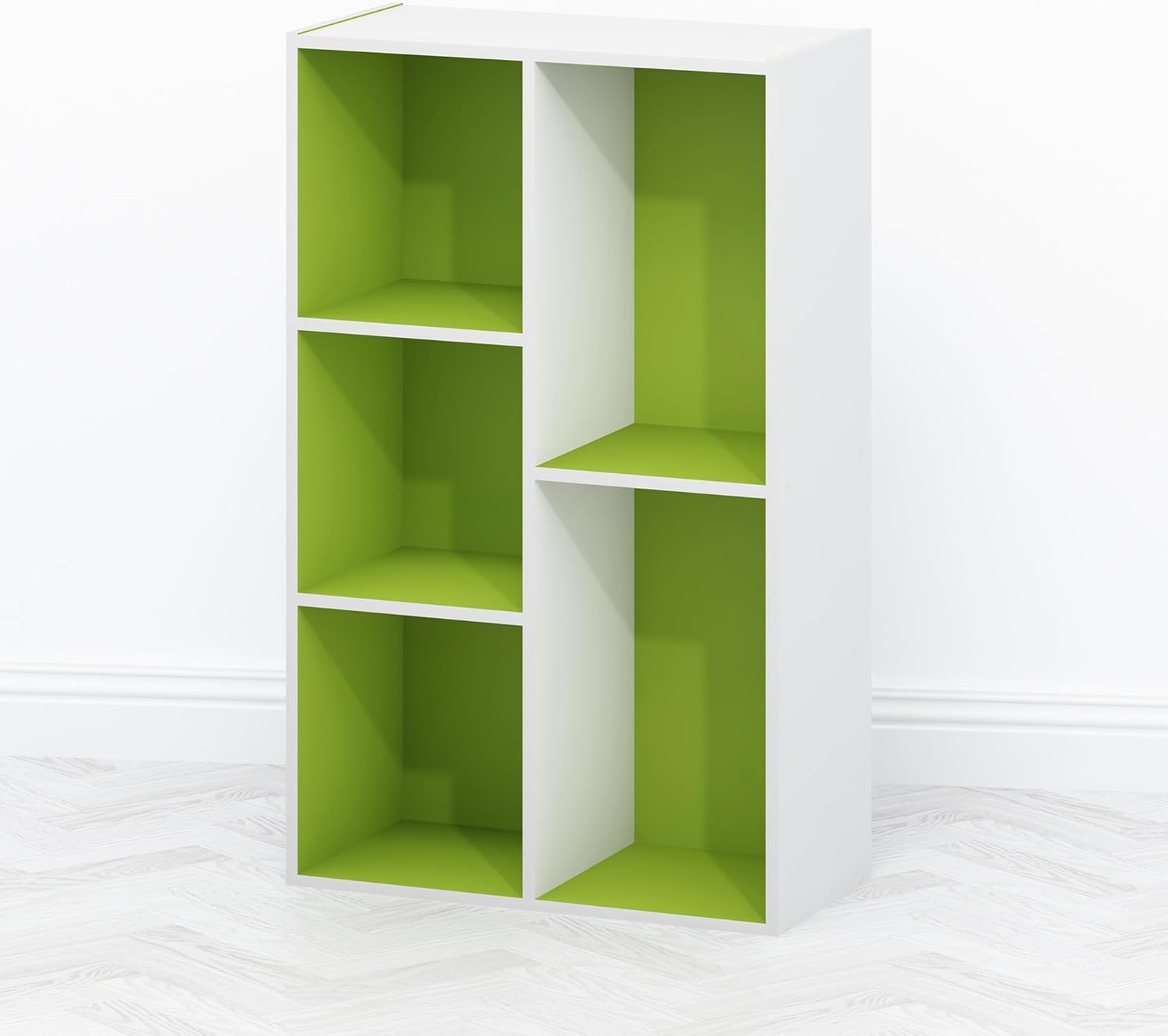 Detalle de Furinno TOMI TV Stand: Reversible 5-Cube Entertainment Center in Green