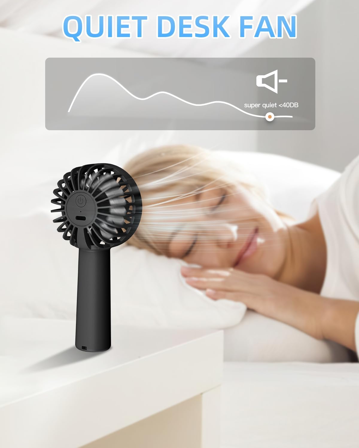 Thumbnail 6 de KIDEE Portable Handheld Fan: 3 speeds, 1800mAh USB Rechargeable Mini Fan for Travel, Makeup & Everyday Use
