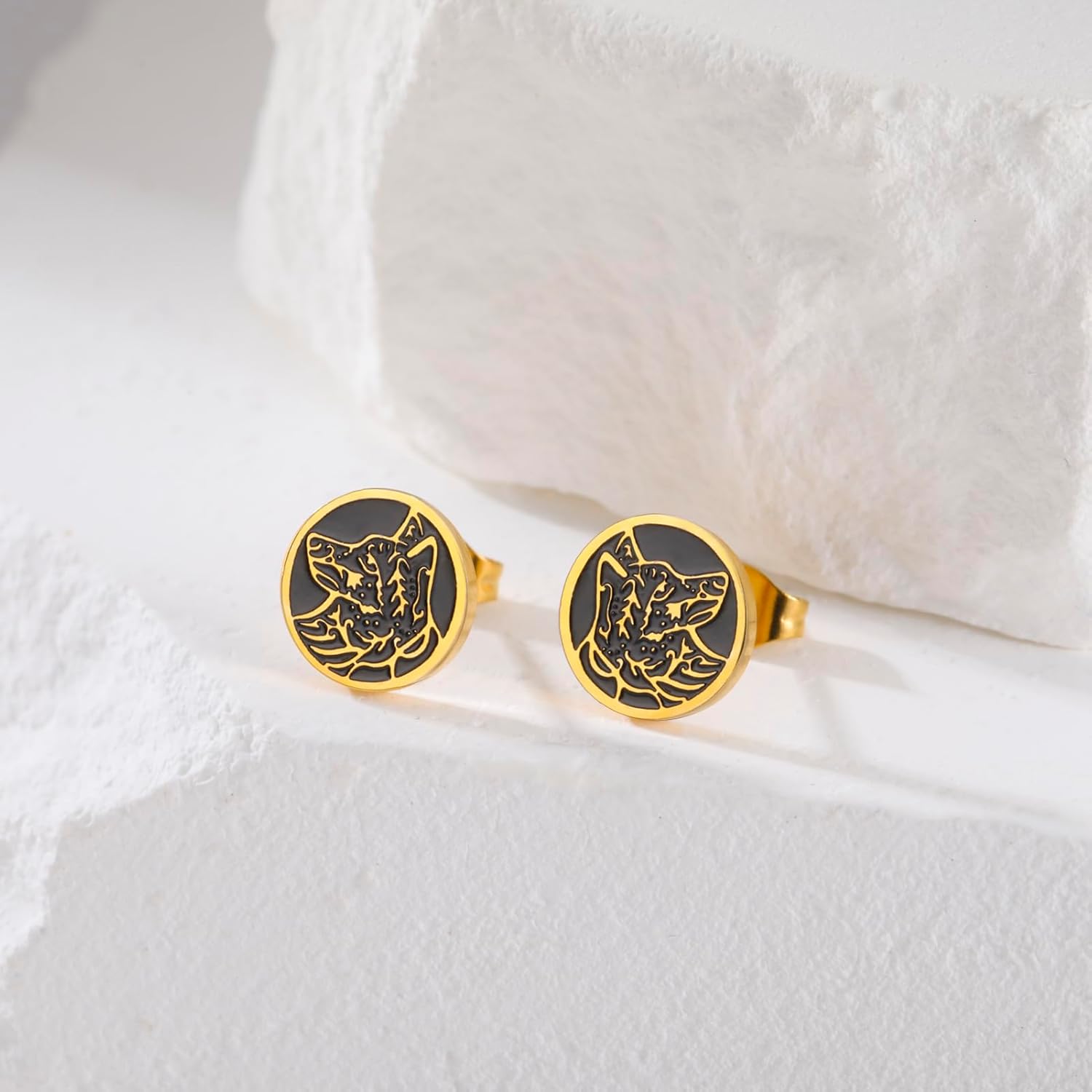 Thumbnail 6 de Dreamtimes Vintage Wolf Ohrstecker aus Edelstahl – Gothic/Wikinger-Look als Piercing-Stud