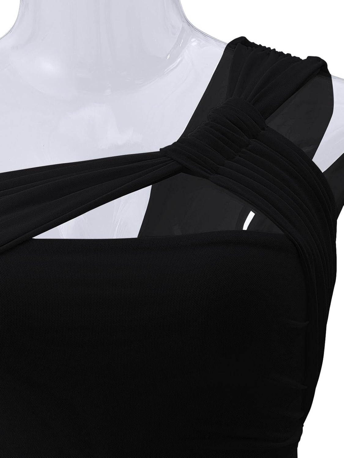 Thumbnail 5 de REORIA Womens Sexy One Shoulder Asymmetrical Leopard Mesh Ruched Backless Bodysuit