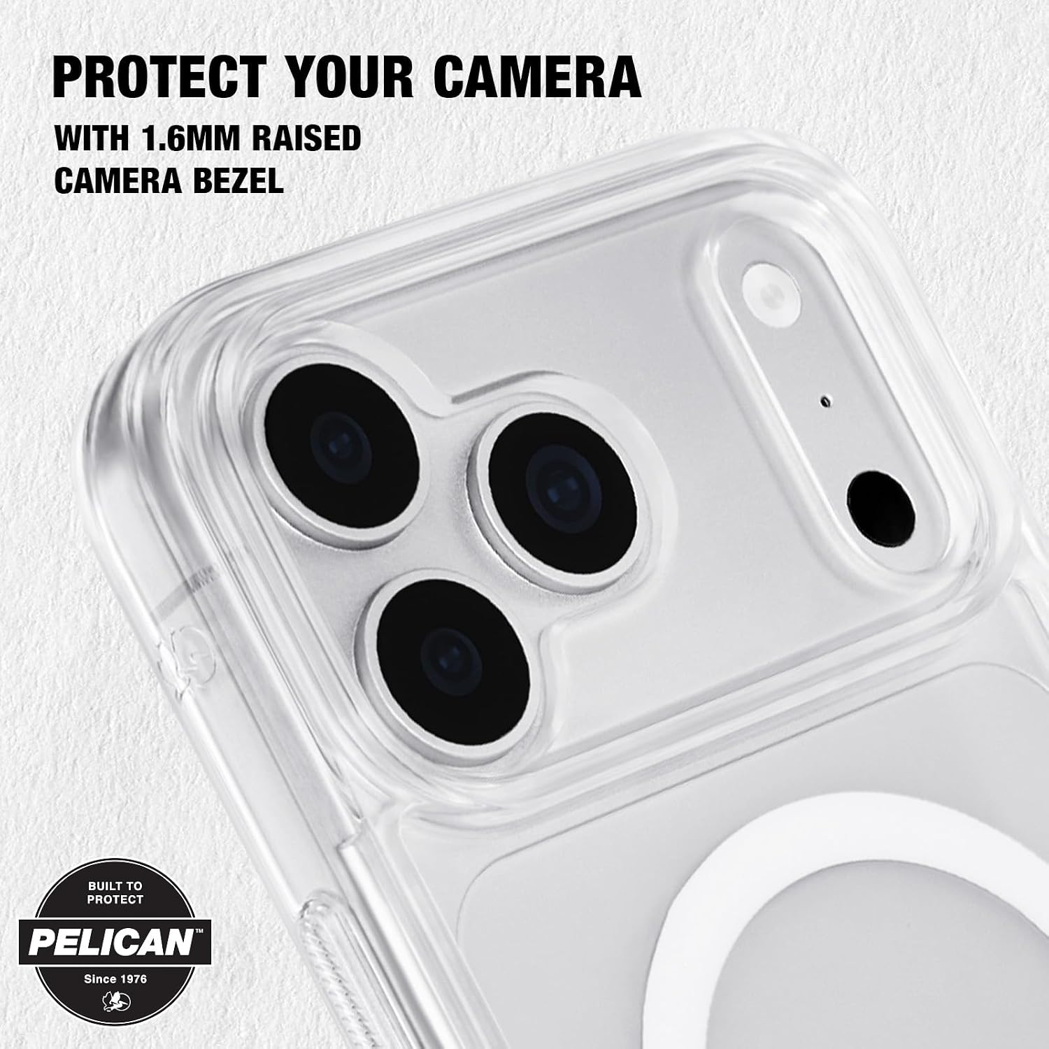 Detalle de Pelican Protector iPhone 18 Pro Max用ケース クリア・MagSafe対応・16フィート落下保護