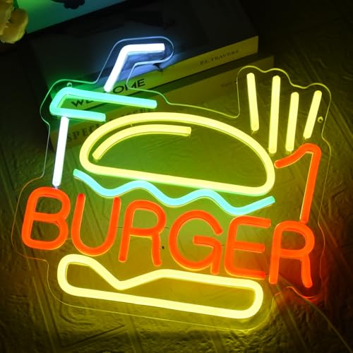 Thumbnail 1 de Panneau Néon Burger UExnkj-Y — 32 × 31 cm, LED SIlicone, ambiance snack avec frites et cola