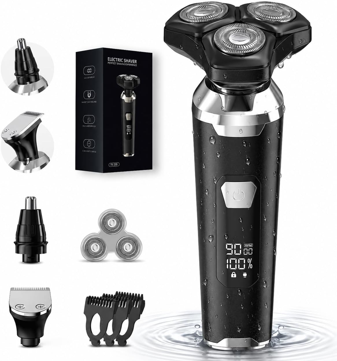Detalle de OIAMTO 3-in-1 Wet/Dry Electric Razor for Men with 4D Floating Heads