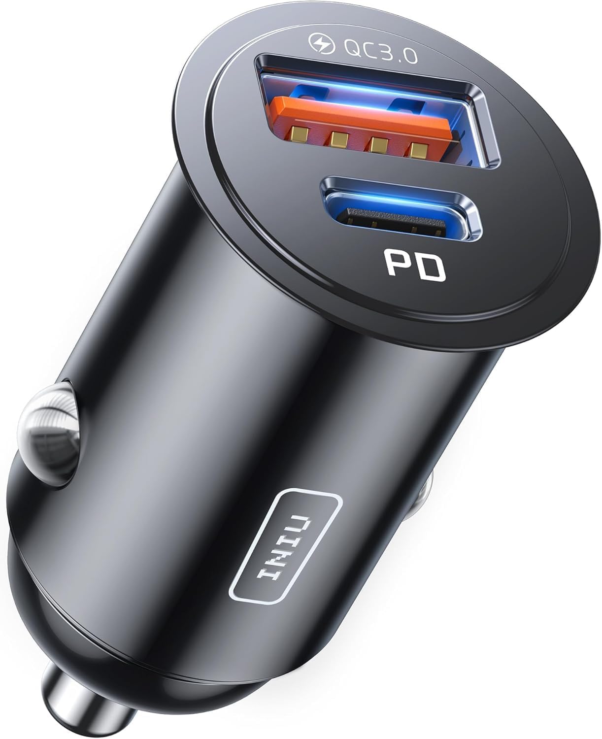 Detalle de INIU caricatore auto 60W con USB-C PD e QC 3.0, doppia porta per ricarica rapida