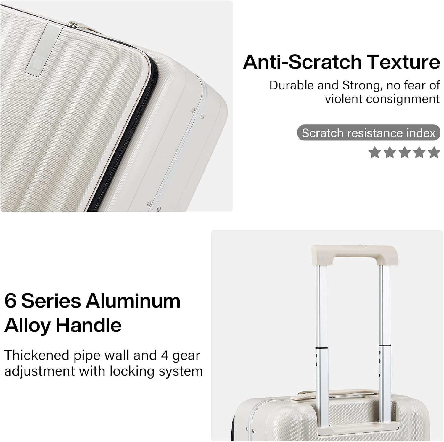 Thumbnail 6 de Hanke underseat suitcase 16 inch front opening hard shell with lock and dual spinner wheels (Ivory White)