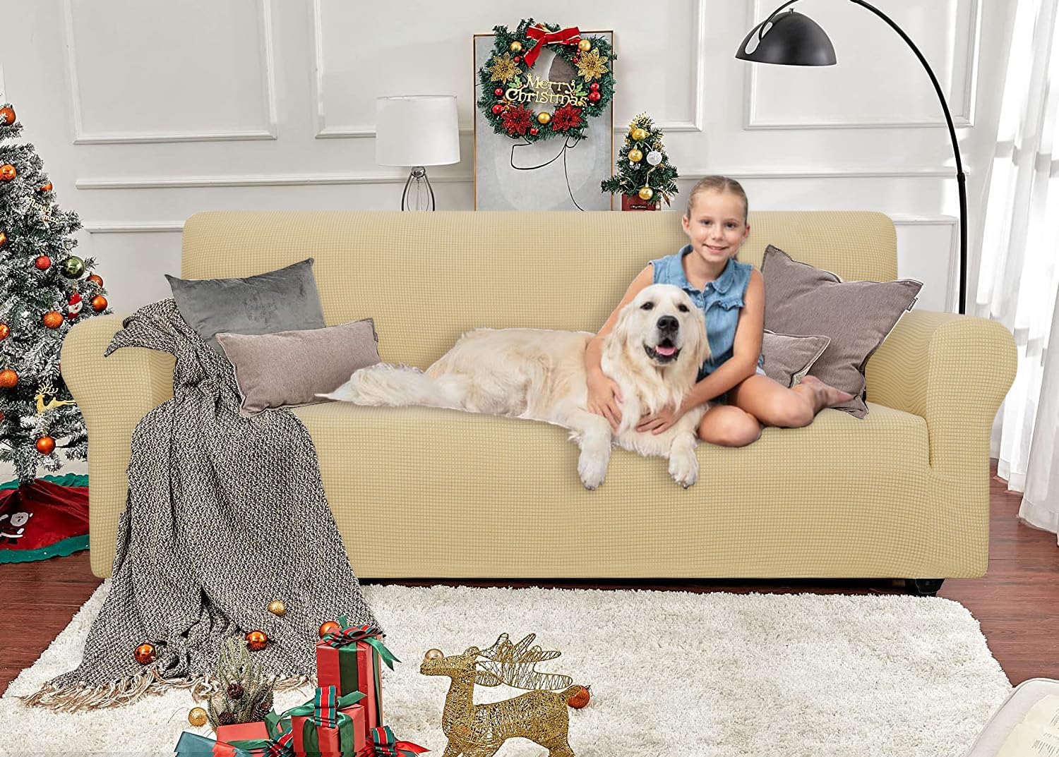 Detalle 2 de Ystyle Funda Sofa 3 Plazas beige amarillo