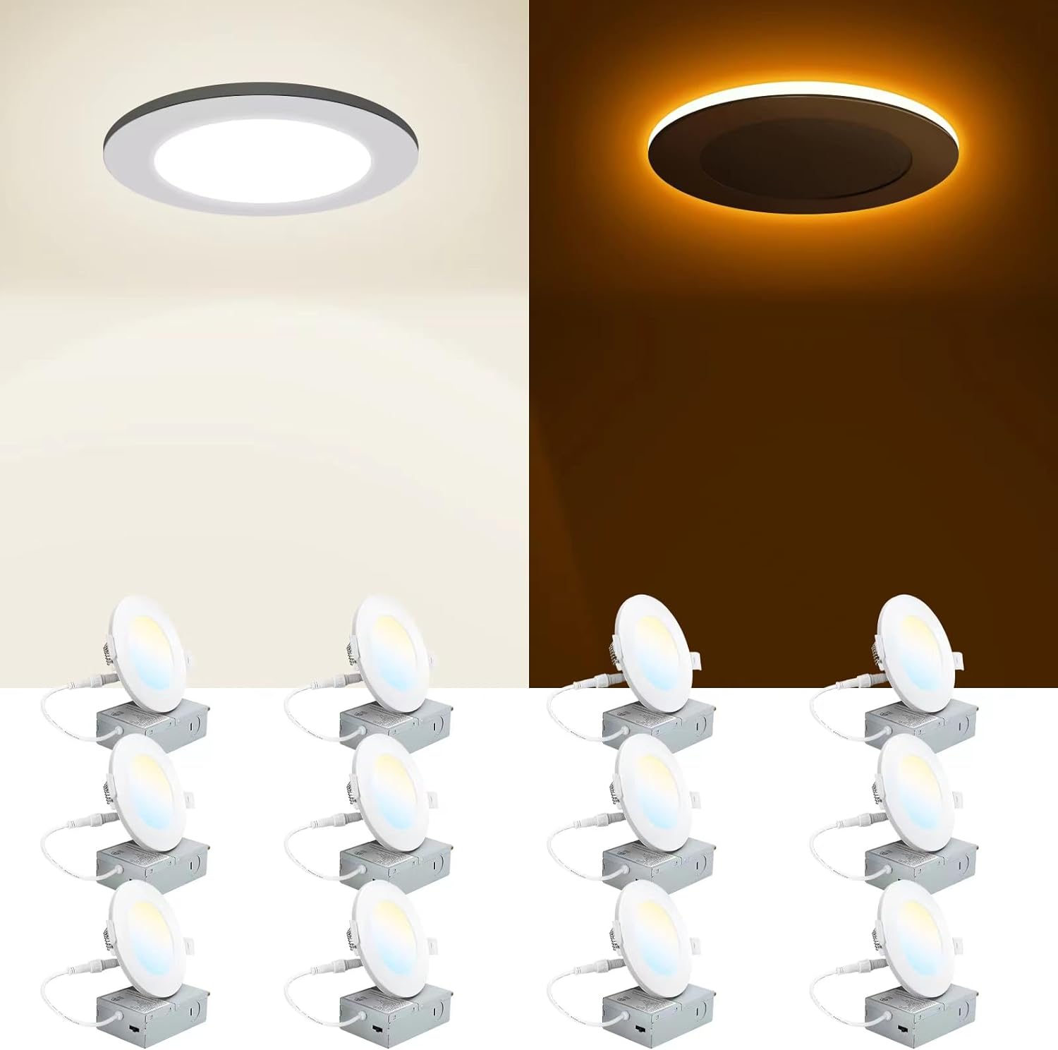 Detalle de INCARLED INCARLED-4NIGHT12 4-Inch Slim LED Pot Lights, 5CCT, Night Light, 12-Pack