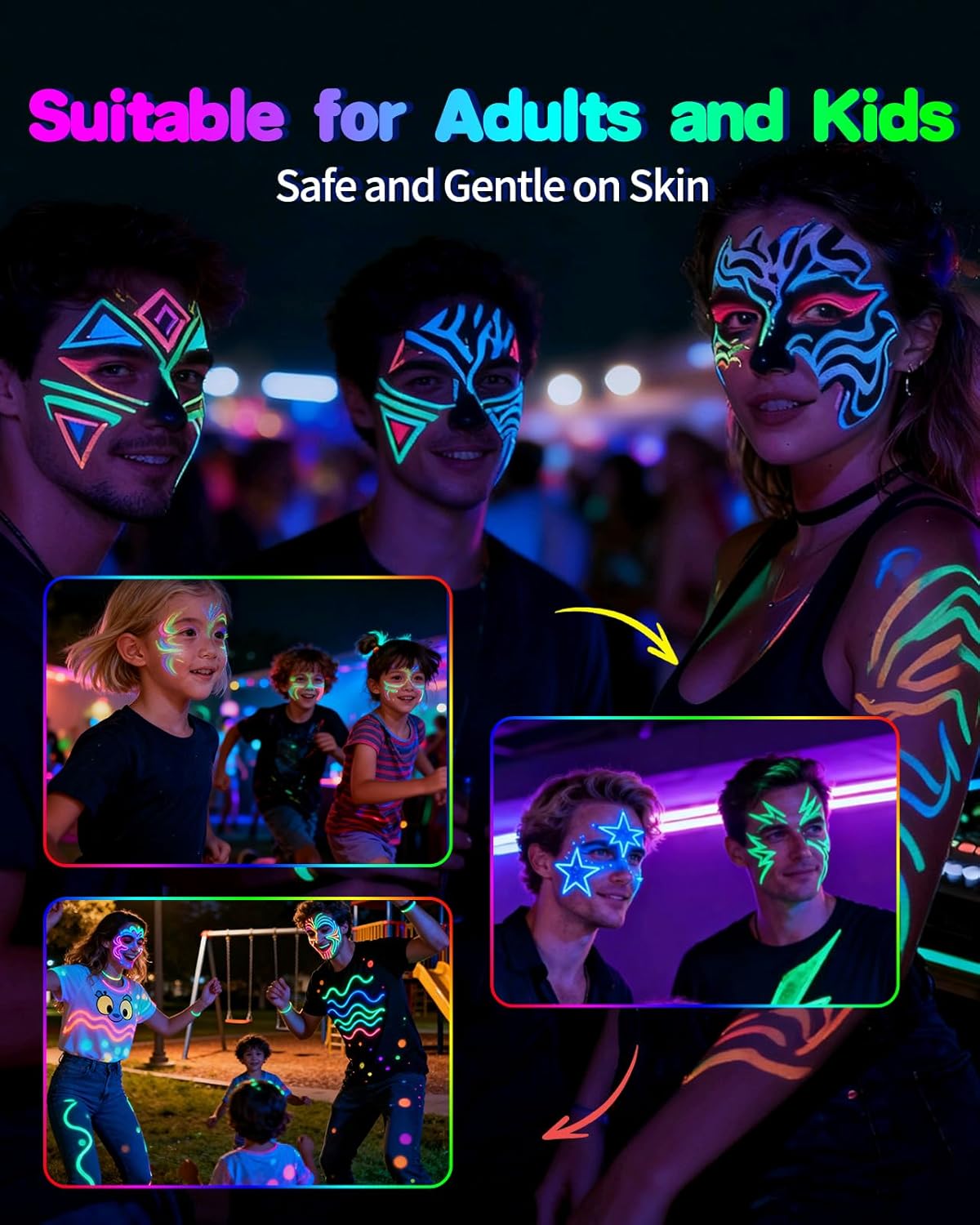 Detalle de Oiomniv UV-Schwarzlicht Stifte Set (10 Farben) für Neon-Glow Face & Body Paint