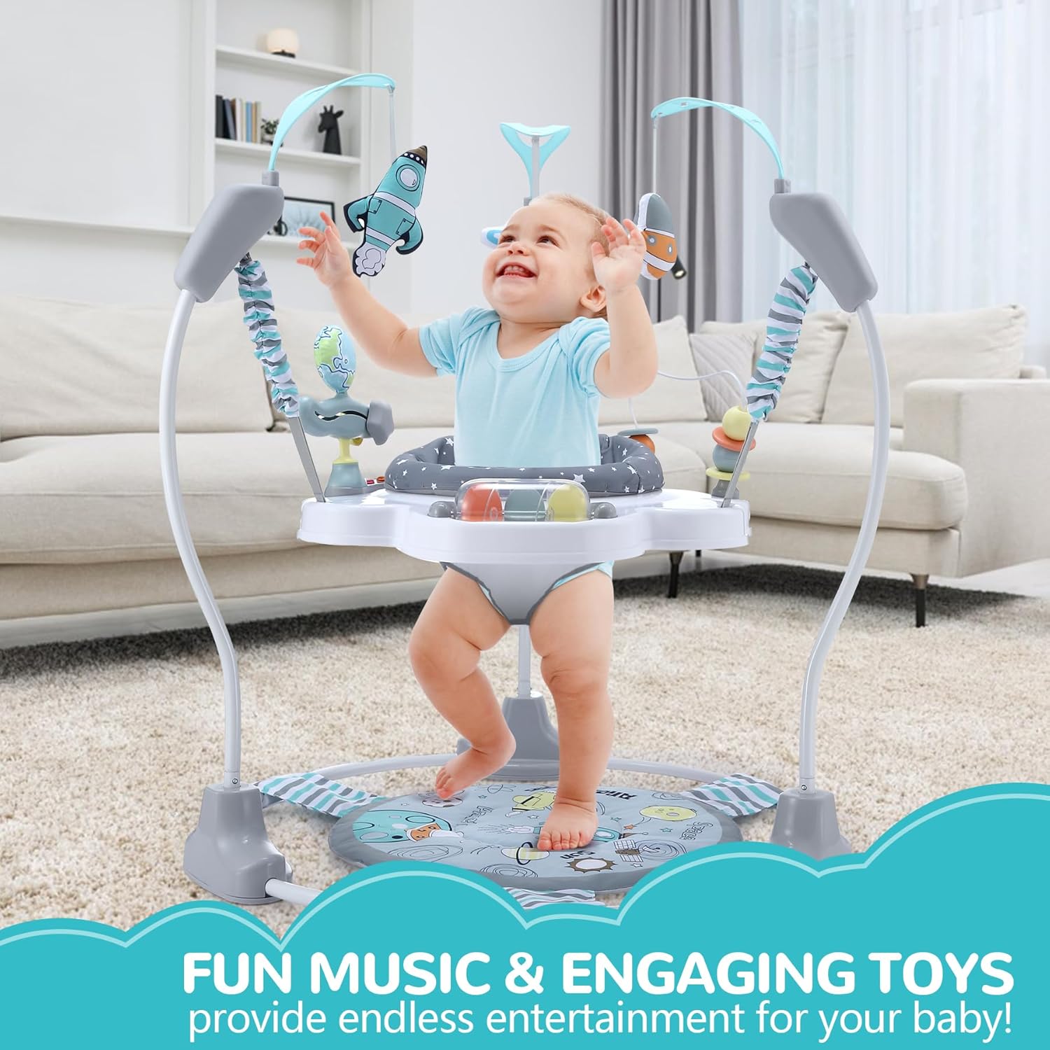 Thumbnail 6 de LADIDA Stationary Jumper Jumperoo Baby Activity Centre – Space Tour Grey