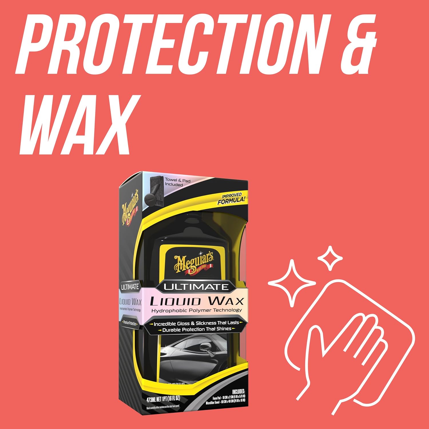 Thumbnail 1 de Meguiar's Ultimate Liquid Wax 473ml – Improved Formula with Included Towel and Applicator Pad