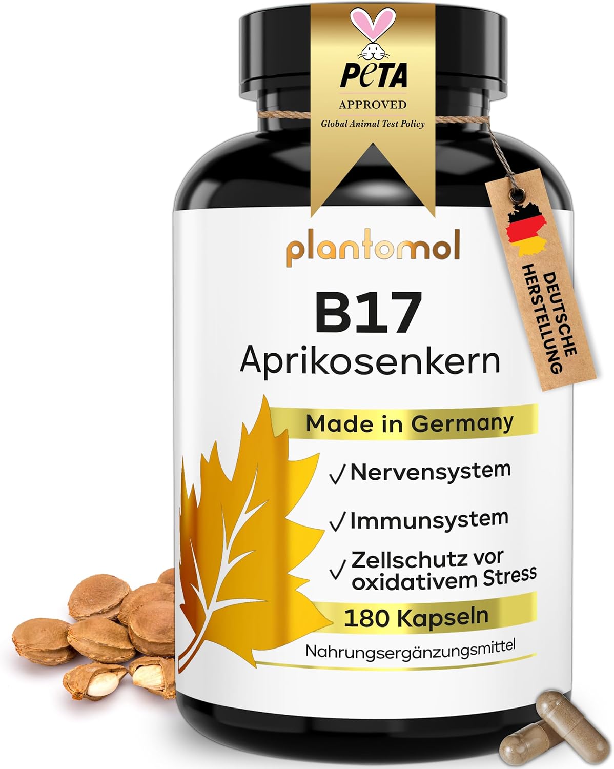 Detalle de 180 Aprikosenkerne Kapseln 1100mg pro Tag