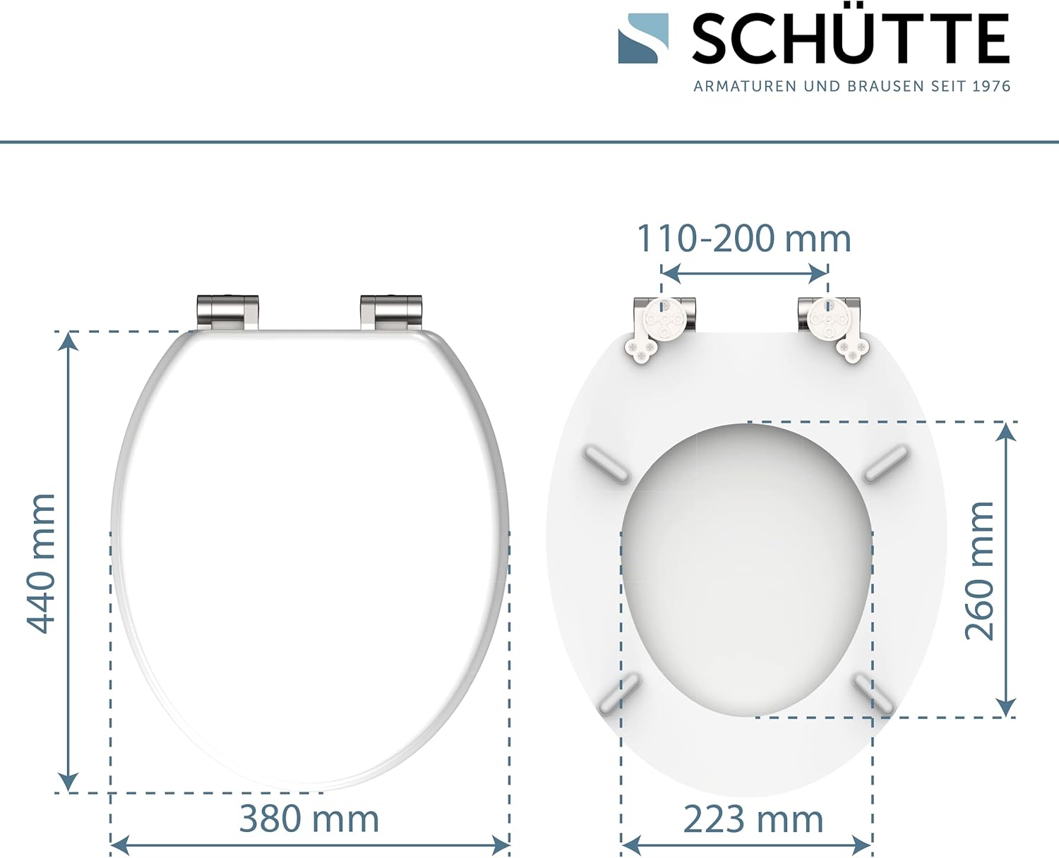 Thumbnail 6 de SCHÜTTE Abattant WC avec frein de chute – bois compressé, résistance jusqu’à 150 kg, blanc