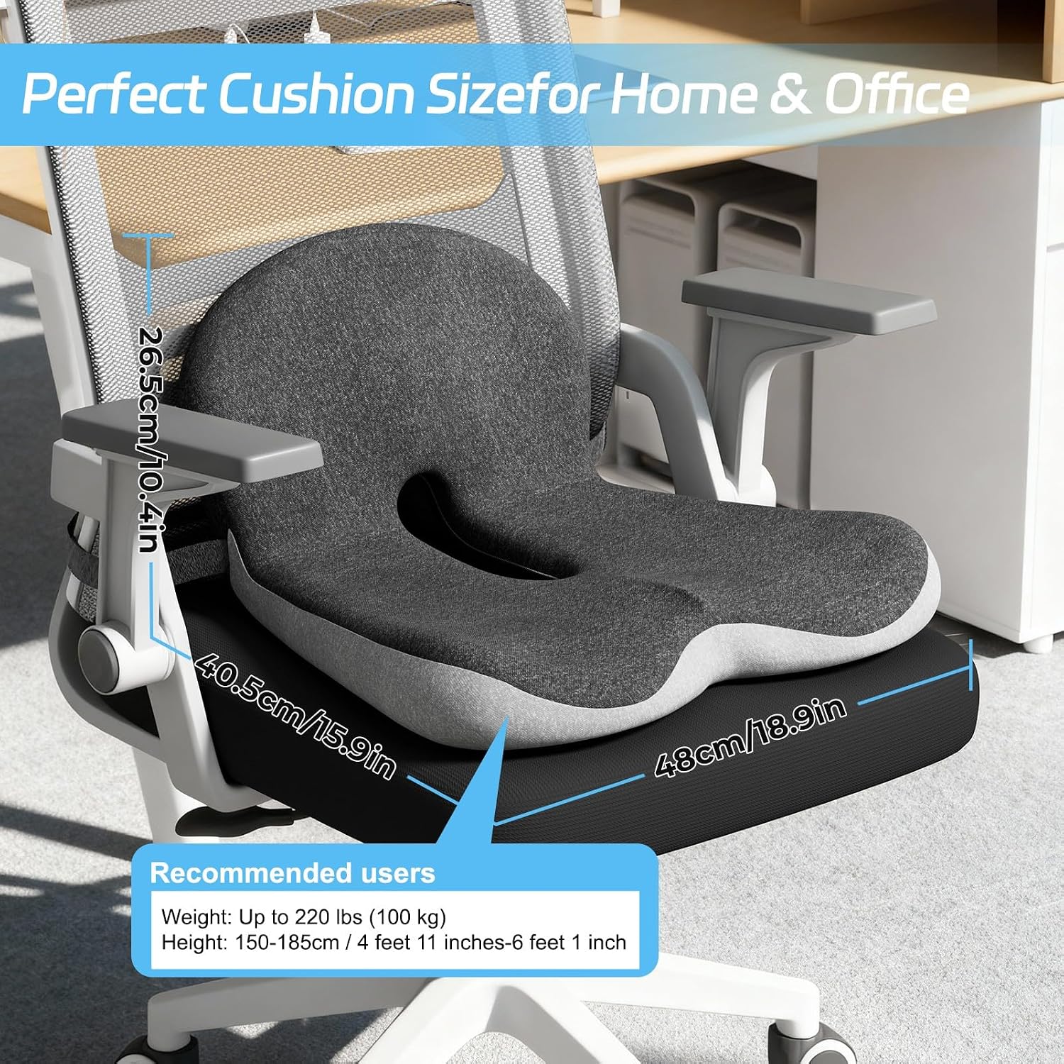 Thumbnail 1 de jpinlr Truck Driver Seat Cushion: Memory Foam L-Shaped Ergonomic Support for All-Day Comfort
