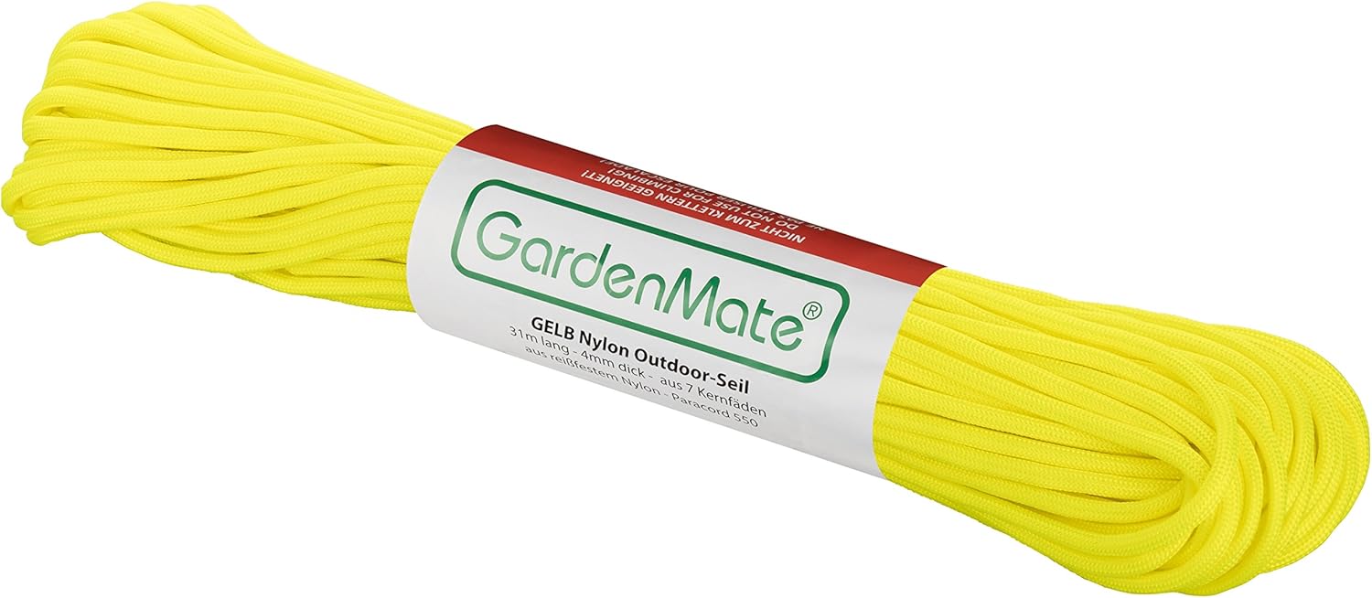 Detalle de GardenMate Paracord 550 in nylon per uso esterno da 31 m e 4 mm (7 fili) – colori disponibili