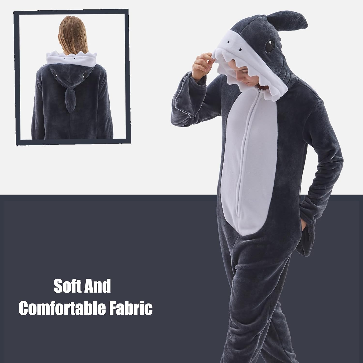 Thumbnail 2 de JUOLOET Unisex Adult Animal Onesie Pajamas with Hood and Side Pockets