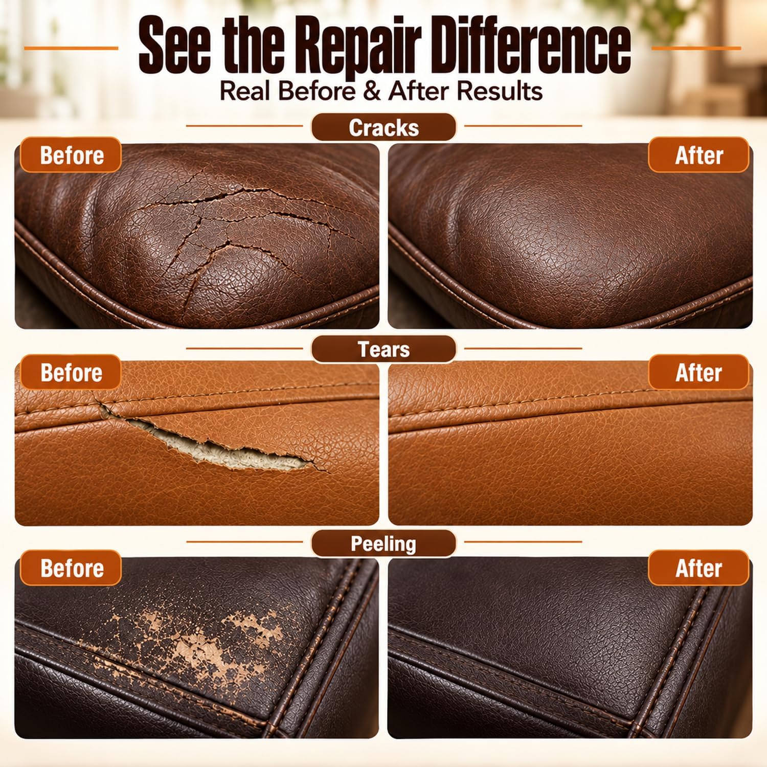 Detalle 1 de ARCSSAI ARCSSAL Brown Leather & Vinyl Repair Kit for Furniture and Cars
