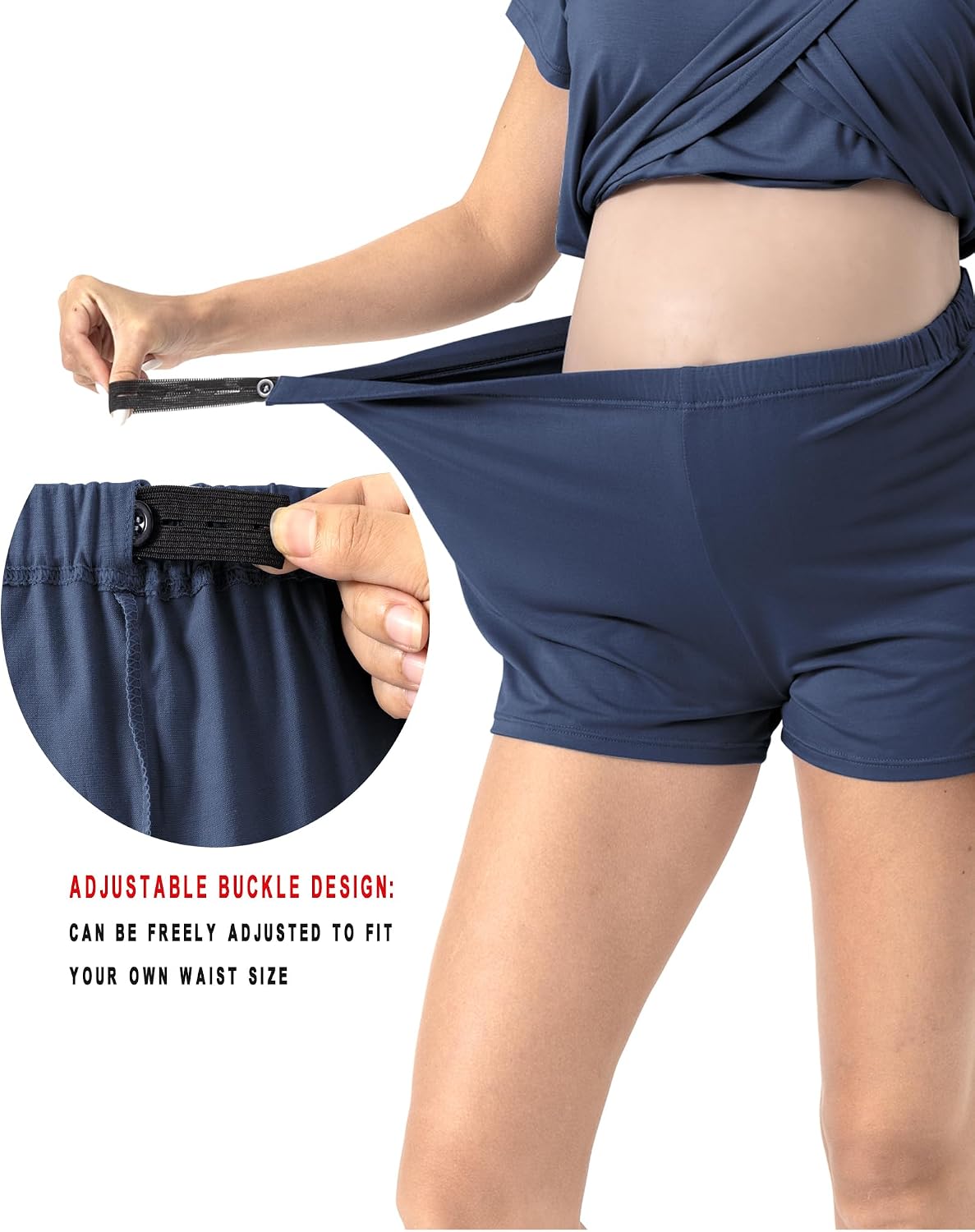 Detalle de Rnxrbb 3-Piece Postpartum Nursing Pajamas Set (Short-Sleeve Top, Shorts, Long Pants) for Breastfeeding