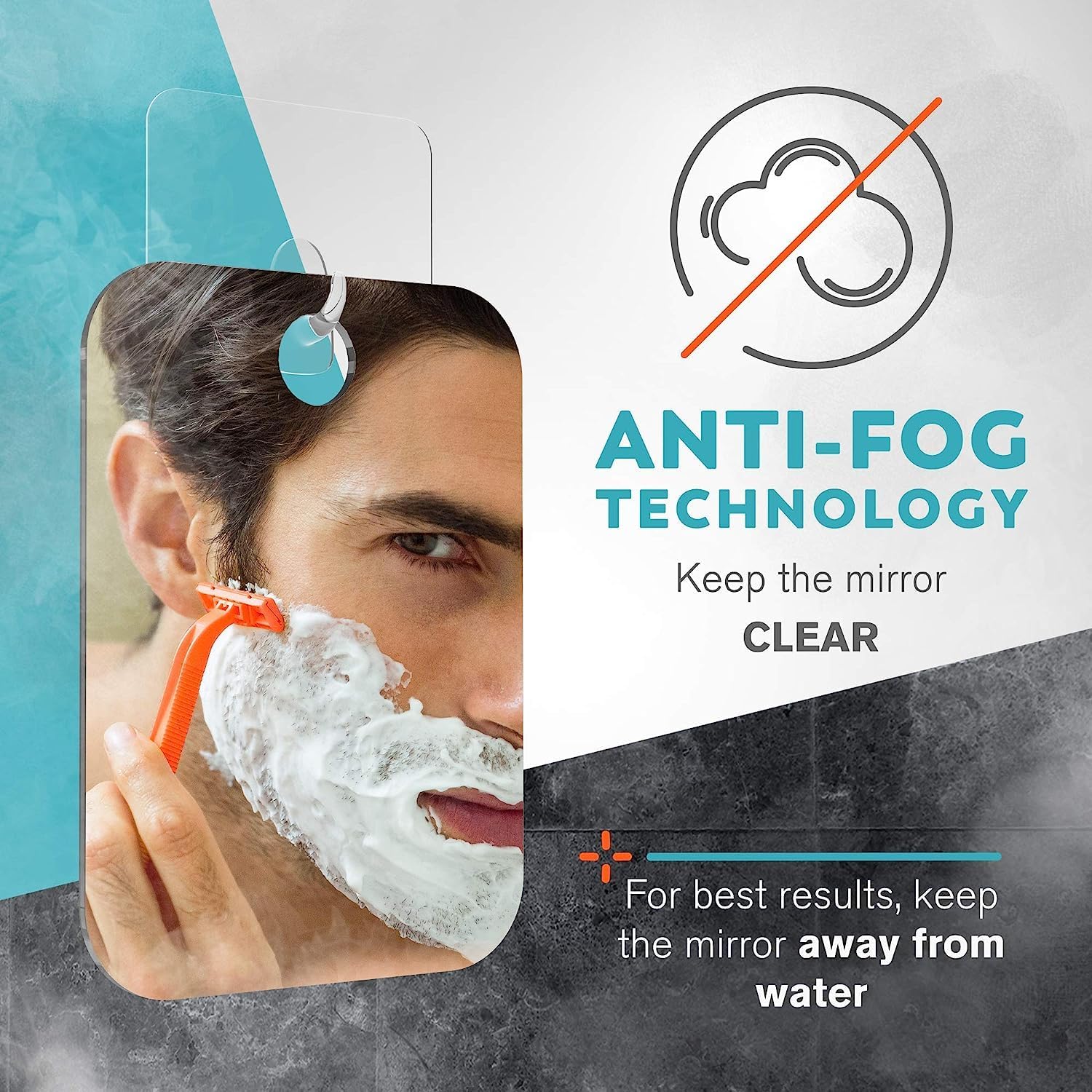 Thumbnail 1 de HONEYBULL Fogless Shower Mirror for Shaving with No-Drill Mount and Razor Hook