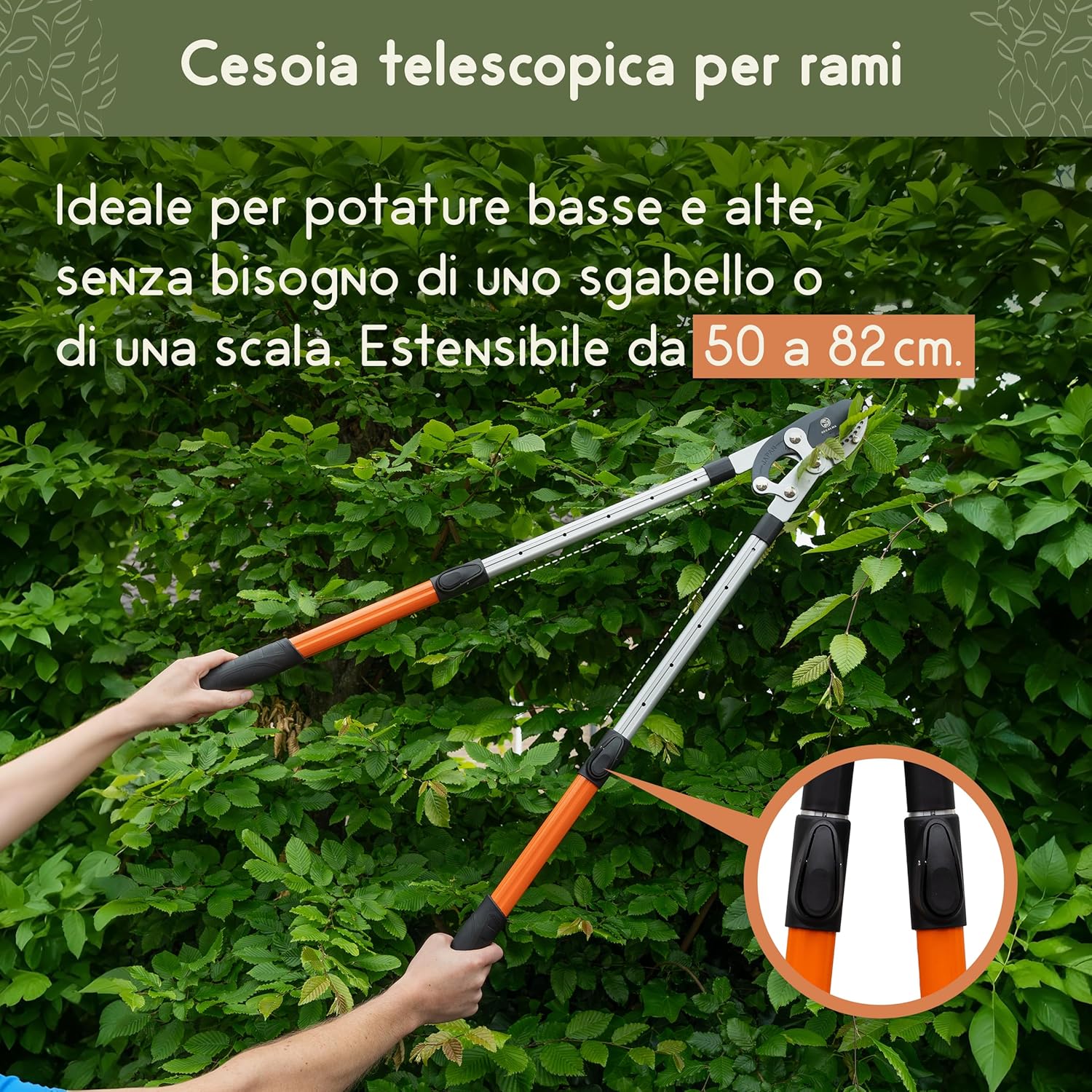 Thumbnail 2 de Recalma Recalma Troncami telescopici: manico 50–82 cm, acciaio temprato, rami >44 mm e cesoie regolabili