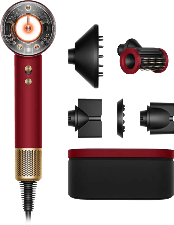 Detalle de Dyson Supersonic Nural Straight+Wavy Red Velvet – Haartrockner mit Hautschutz und Vielseitigkeit