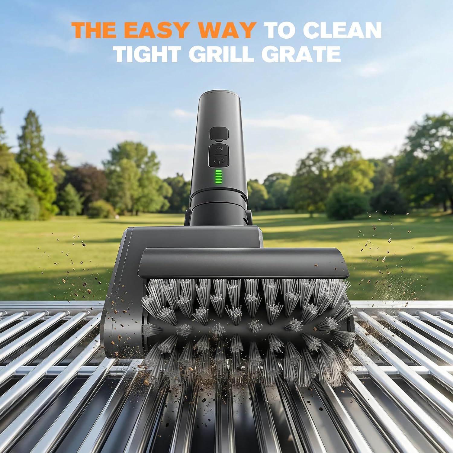 Thumbnail 2 de Electric Grill Brush for Outdoor with 2 Heads, 3 Speeds & Adjustable Angle (Cordless BBQ Grill Cleaner)