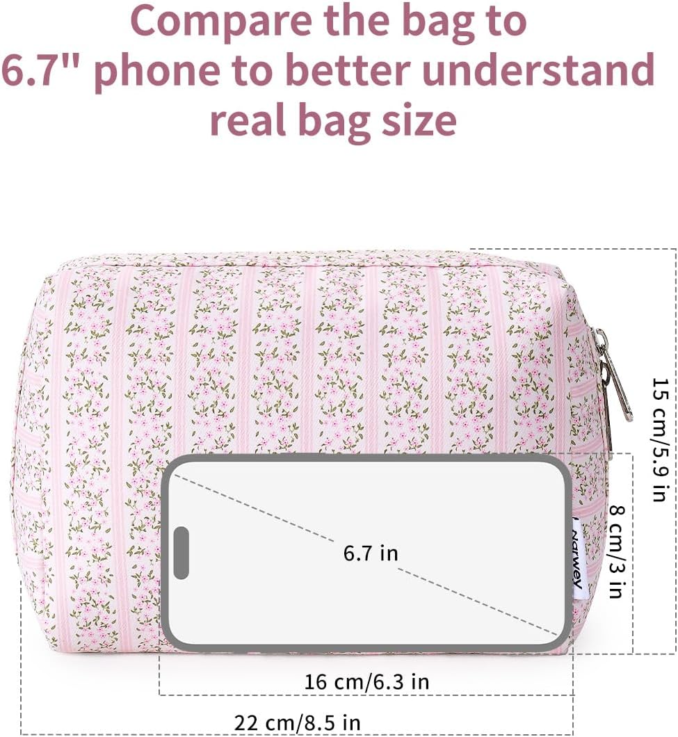 Detalle 2 de Large Makeup Bag Zipper Pouch 22 x 15 x 10 cm