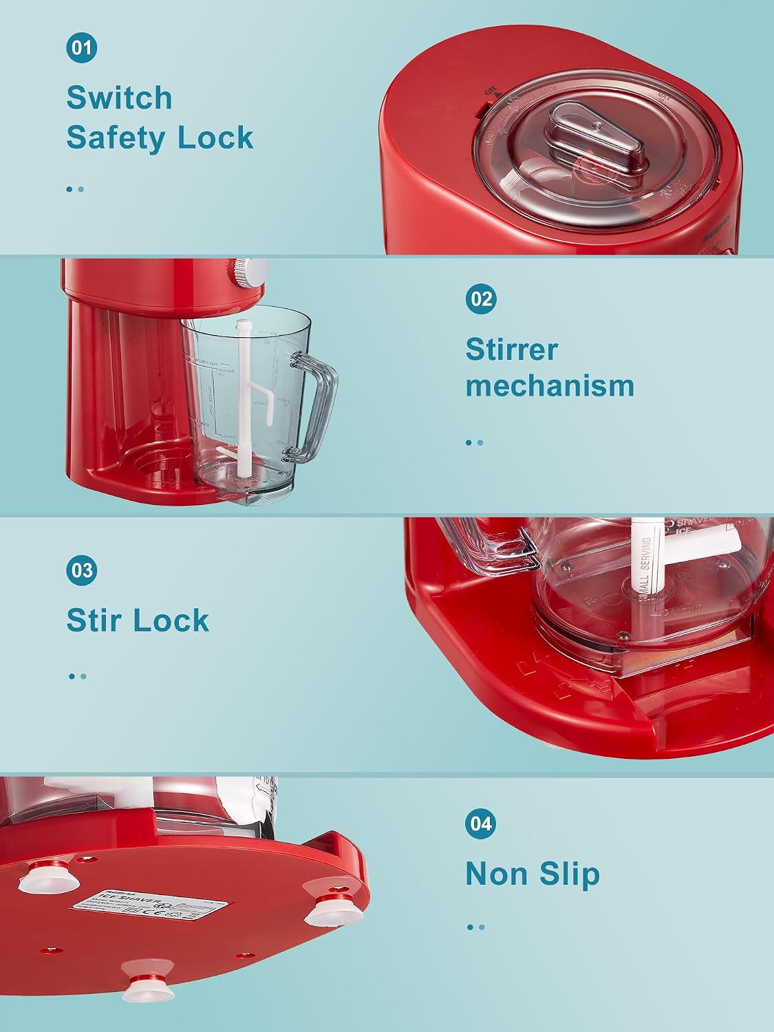 Detalle 1 de Reemix BH9271 Electric Ice Crusher with Removable Jug, 3 Speeds, Red