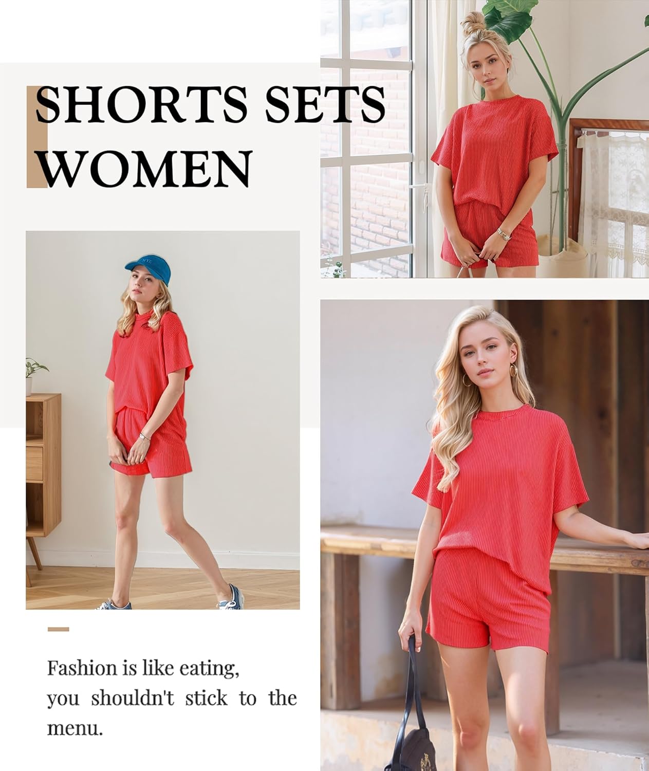 Detalle 2 de MARZXIN Women’s 2-Piece Shorts Set (2026) — Ribbed Knit Casual Summer Lounge & Travel Outfit