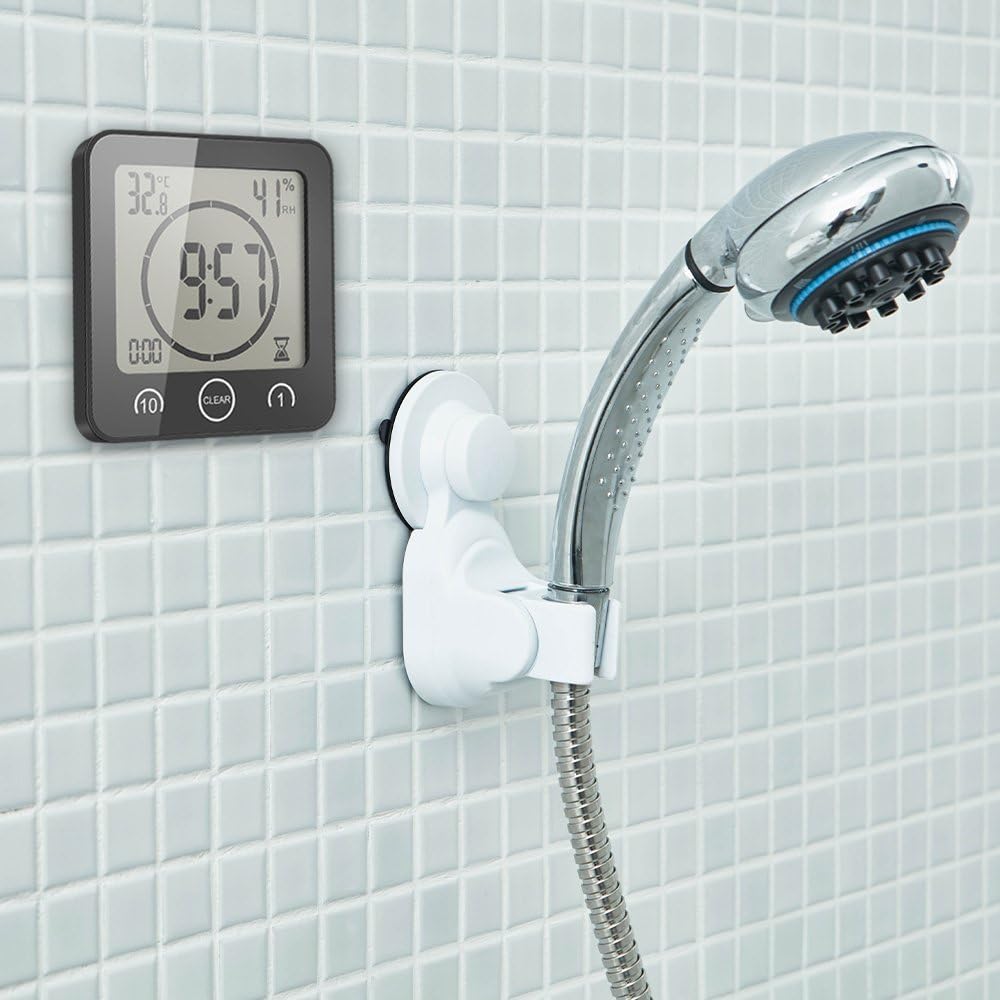 Detalle de ALLOMN badkamerklok met lcd-scherm, IP24, countdown-timer en temperatuurweergave