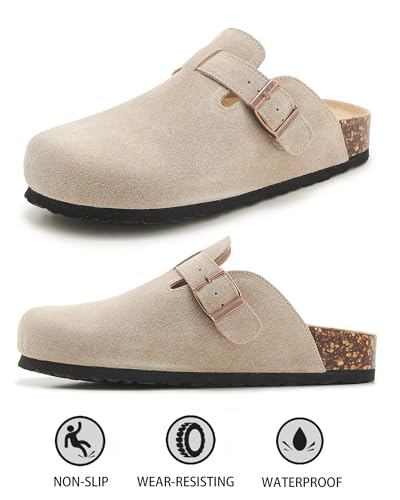 Detalle 2 de Meik Mangni Wildleder Clogs mit Arch Support – Beige, Gr. 38 EU