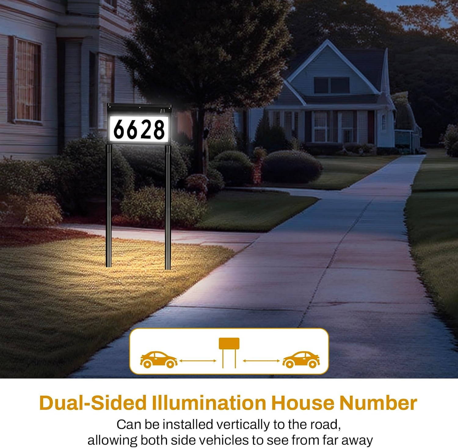 Detalle 1 de Lacasa HN001 Solar Address Sign, Dual-Sided LED, 3 Colour Temperatures