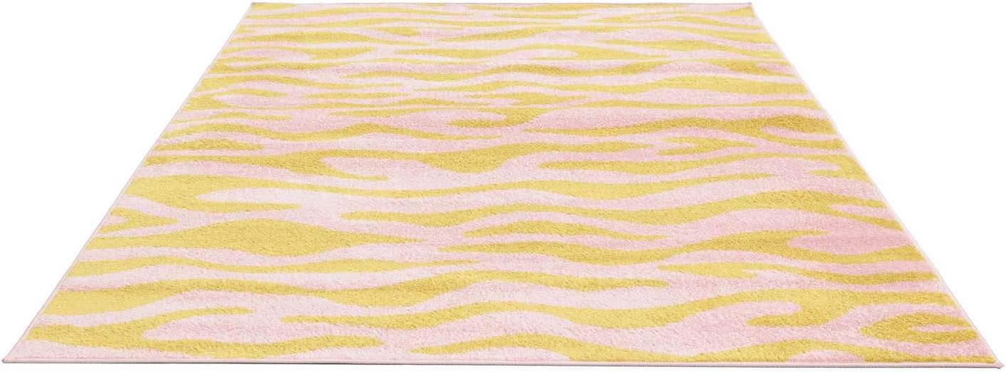 Detalle de RugVista Woodcut Indoor & Outdoor Rug, 160 x 230 cm, Yellow/Pink