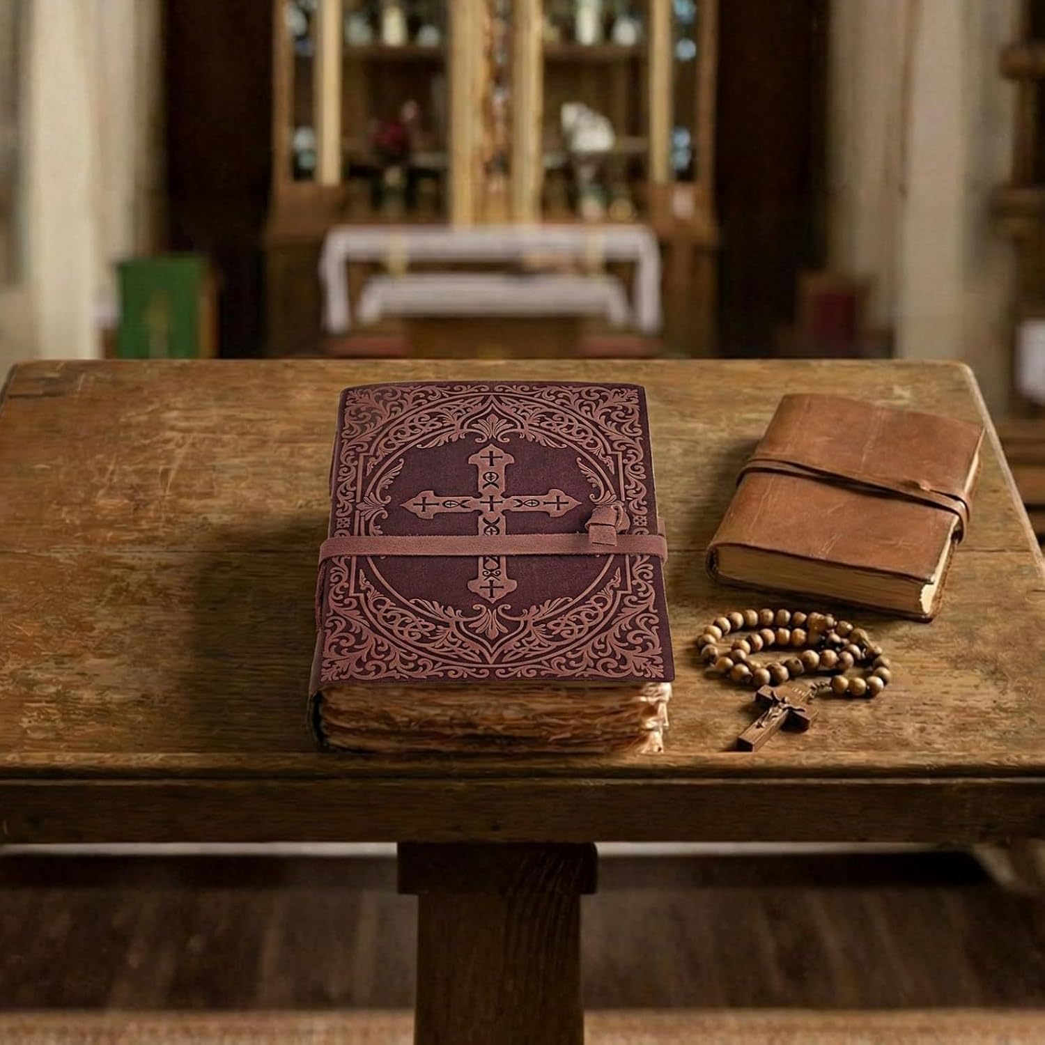 Thumbnail 6 de LEATHER VILLAGE Christian Journal, Fuchsia 7 x 5-Inch Cross-Embossed Leather