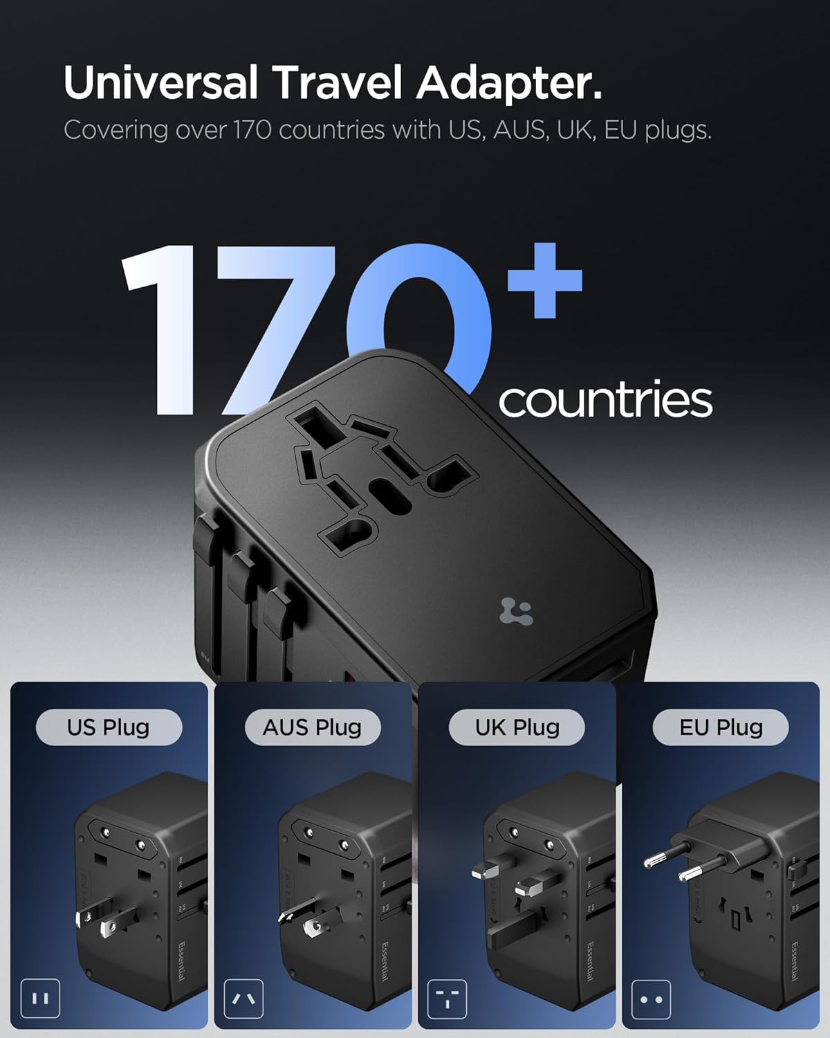 Thumbnail 2 de Spigen ArcStation adaptateur de voyage universel 45W (4 ports : 2 USB-C + 2 USB-A)