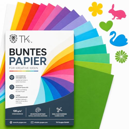 Detalle de 100x Buntes Papier A4 120 g/m² von TK Gruppe Timo Klingler – Bastelpapier bunt