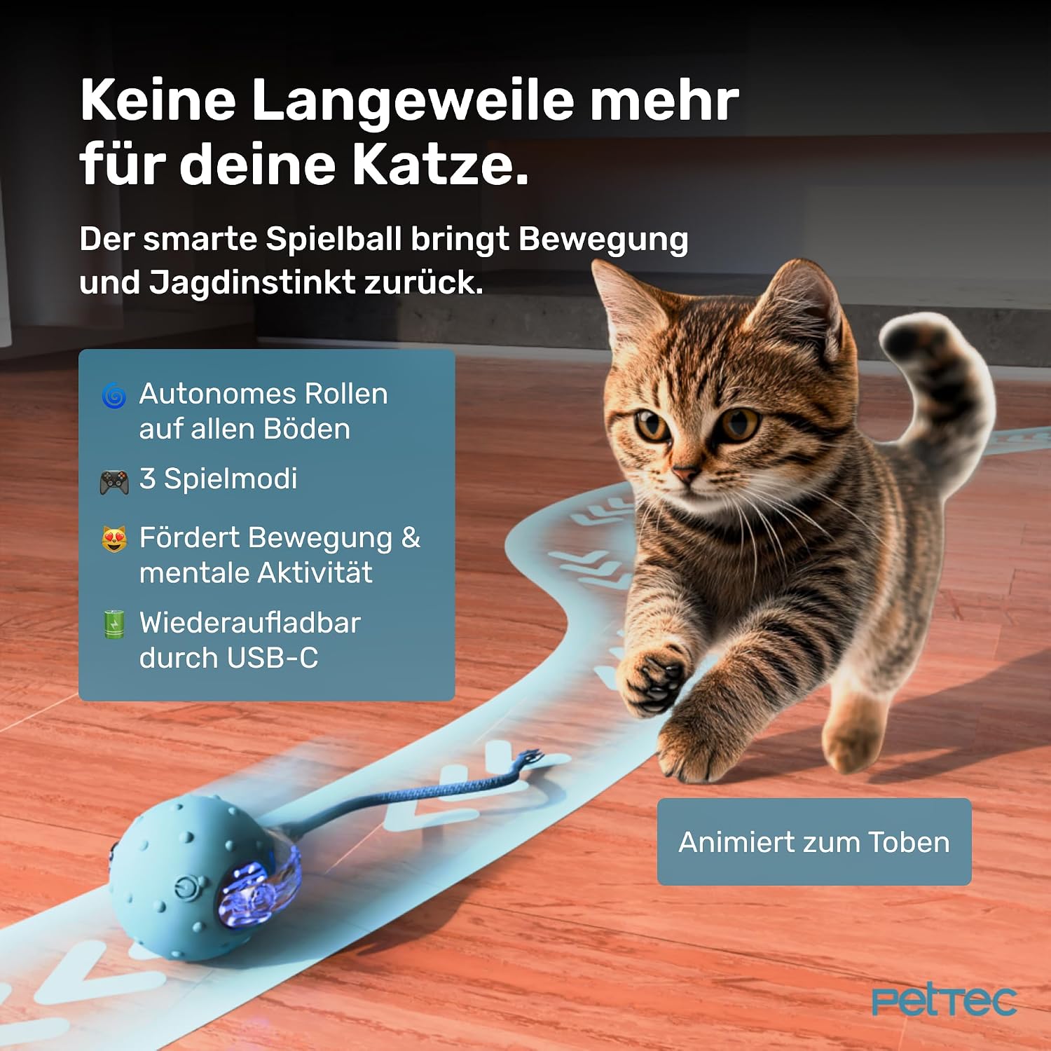 Detalle 2 de PetTec Katzenball Elektrisch 2X 🤖