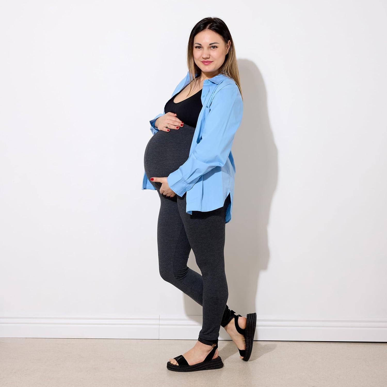 Detalle de Merry Style Legging de grossesse long en coton (grandes tailles) MS10-463