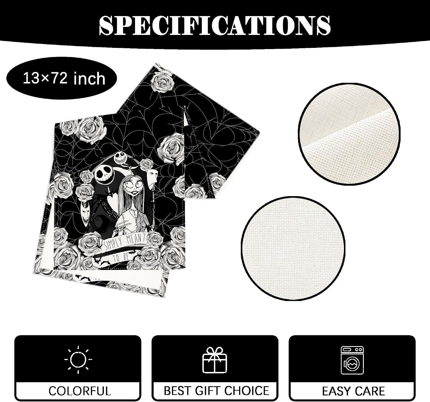 Detalle 2 de Yarcooly Halloween Table Runner 13×72 Inch