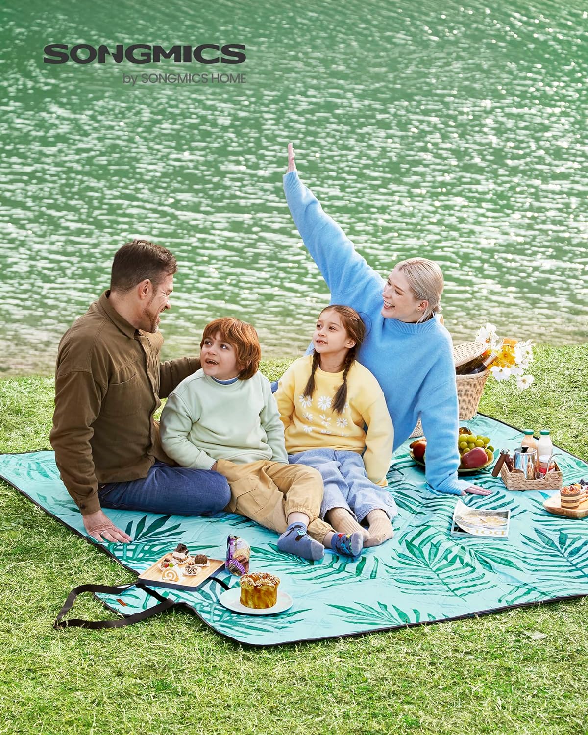 Detalle de SONGMICS Coperta Picnic 200x200 cm GCM087Q01: grande, impermeabile e leggera