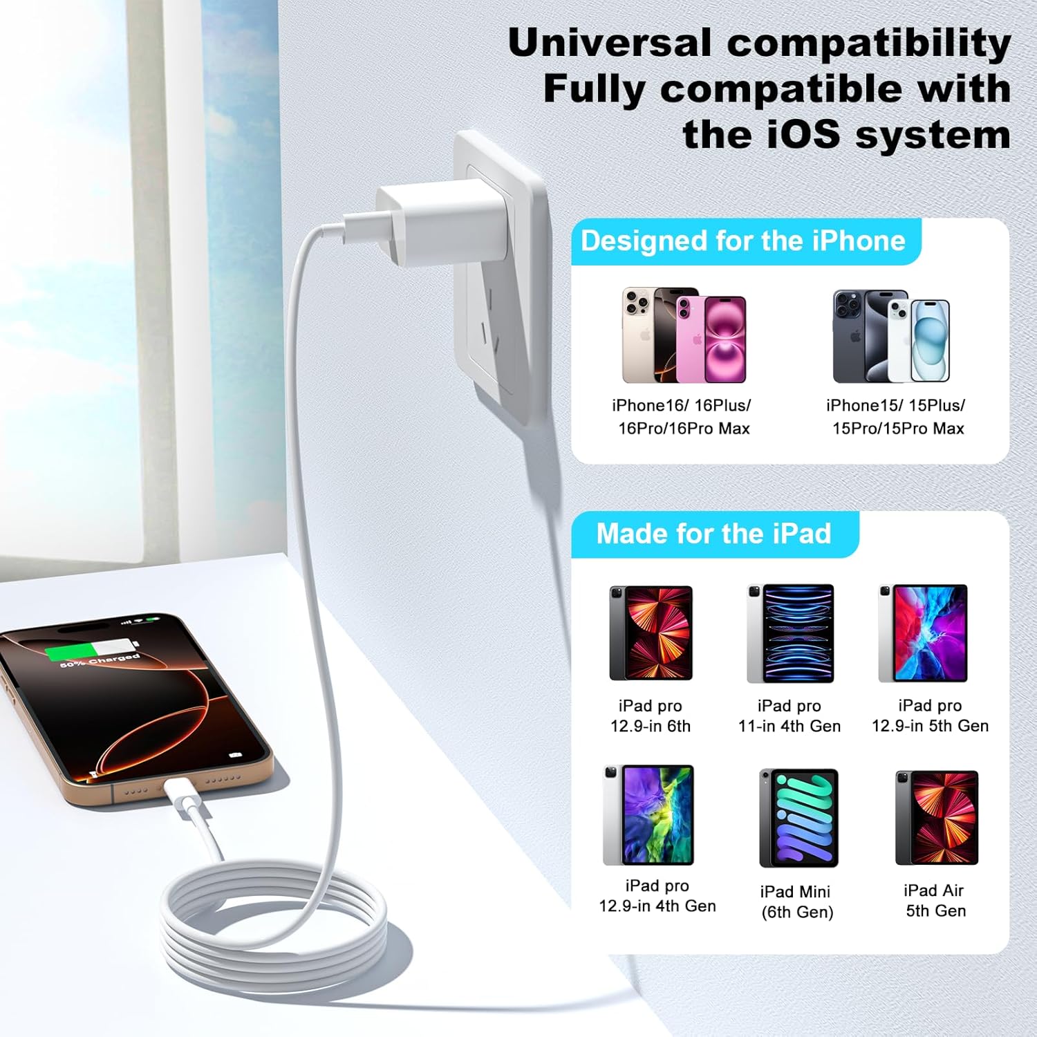 Thumbnail 6 de USB C fast charging cable 2 pack 1M 2M