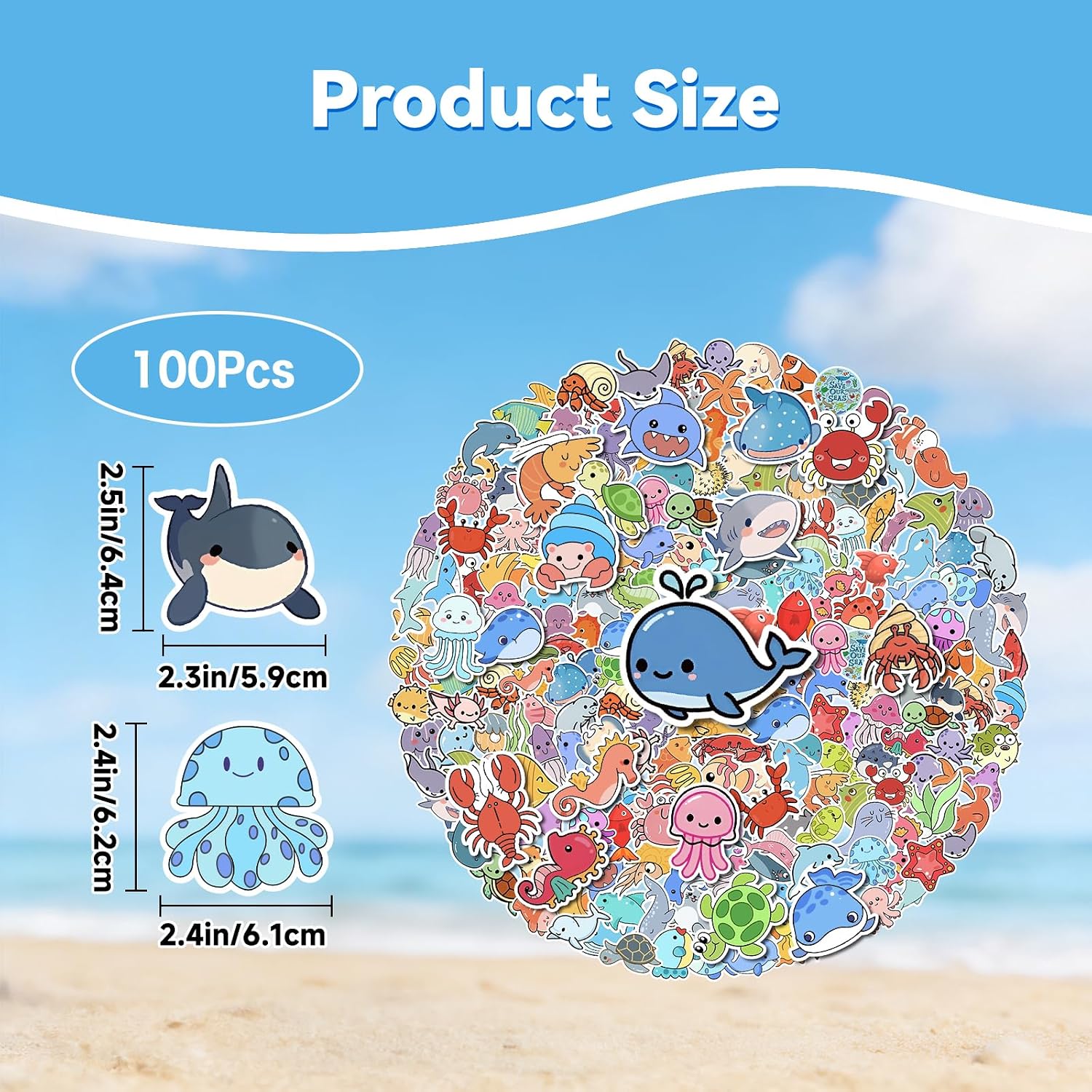 Thumbnail 1 de G2PLUS 100Pcs Ocean Animal Stickers for Children