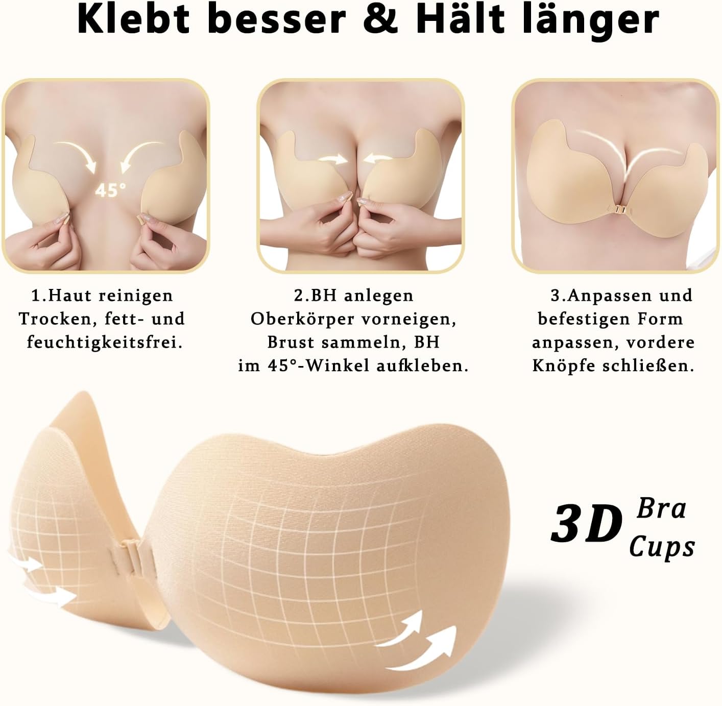Thumbnail 6 de Klebe BH Push Up Rückenfrei – Wiederverwendbarer trägerloser Klebe-BH für rückenfreie Kleider