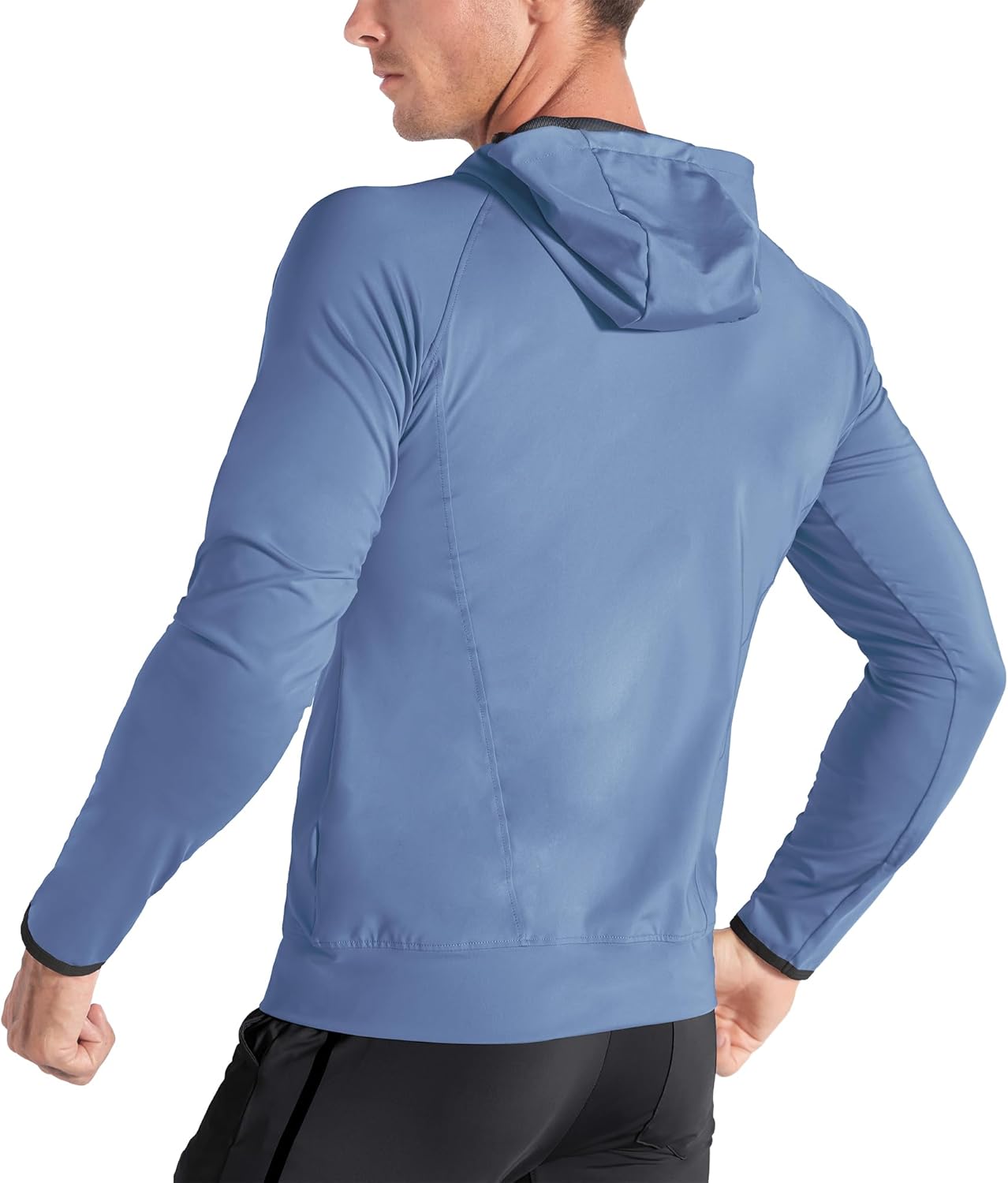 Detalle de BROKIG Leichte Hoodie Herren – schnelltrocknende Laufjacke mit Kapuze und Reißverschluss