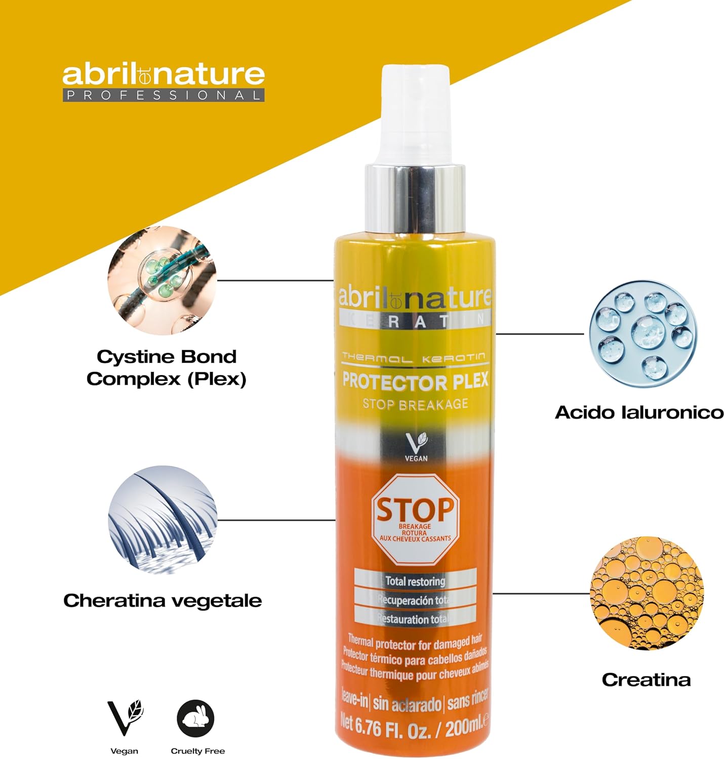 Detalle de abril et nature - Protettore Termico Plex STOP Rottura, protezione termica senza risciacquo per capelli secchi e/o danneggiati