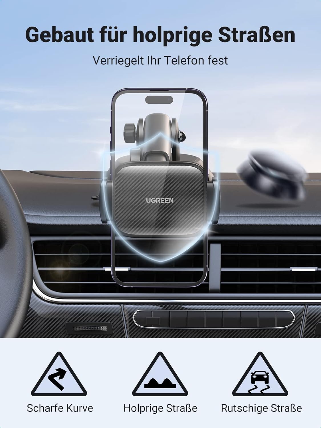 Detalle 1 de UGREEN Handyhalterung Saugnapf 360° fürs Auto