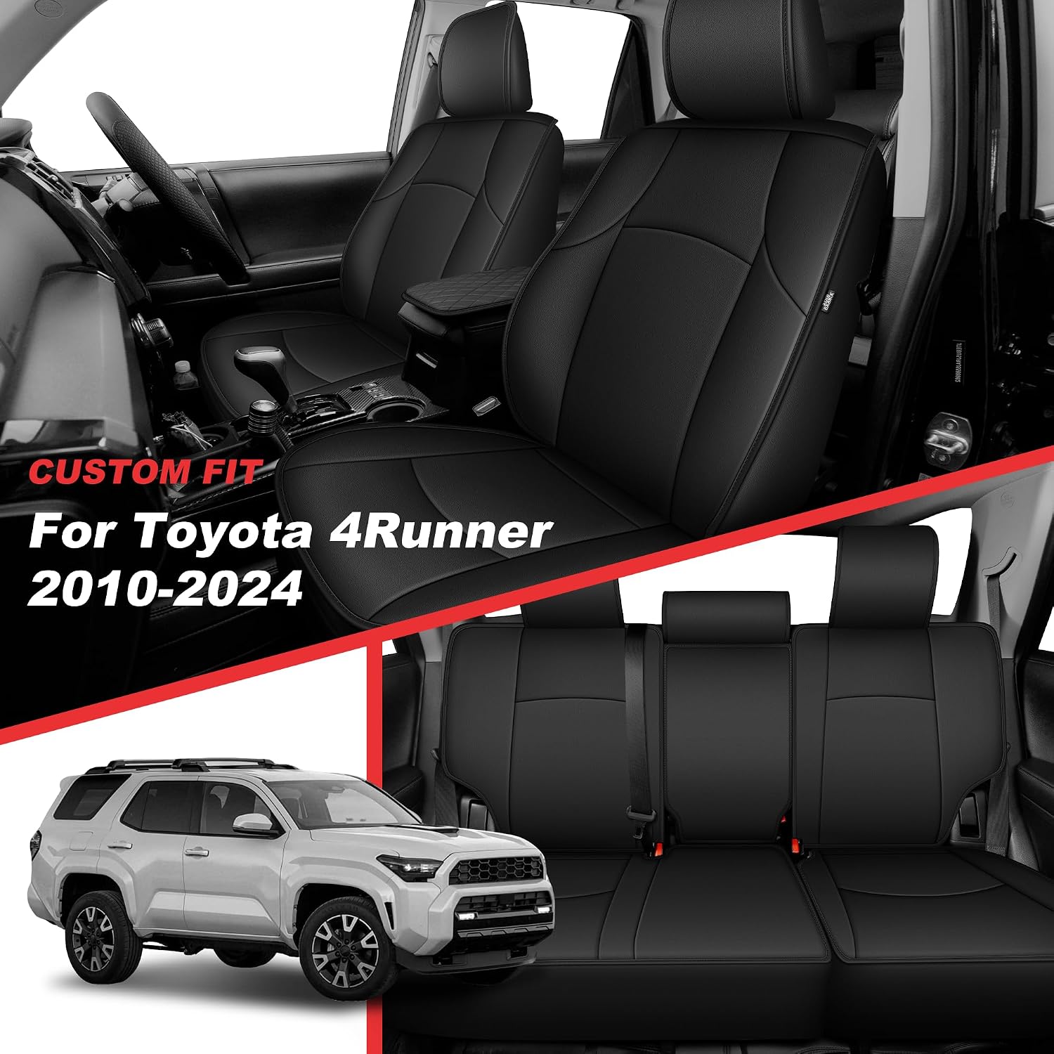 Thumbnail 1 de TTX LIGHTING Custom Fit Leather Seat Covers for Toyota 4Runner (2010-2024) – 5 Seats, Black