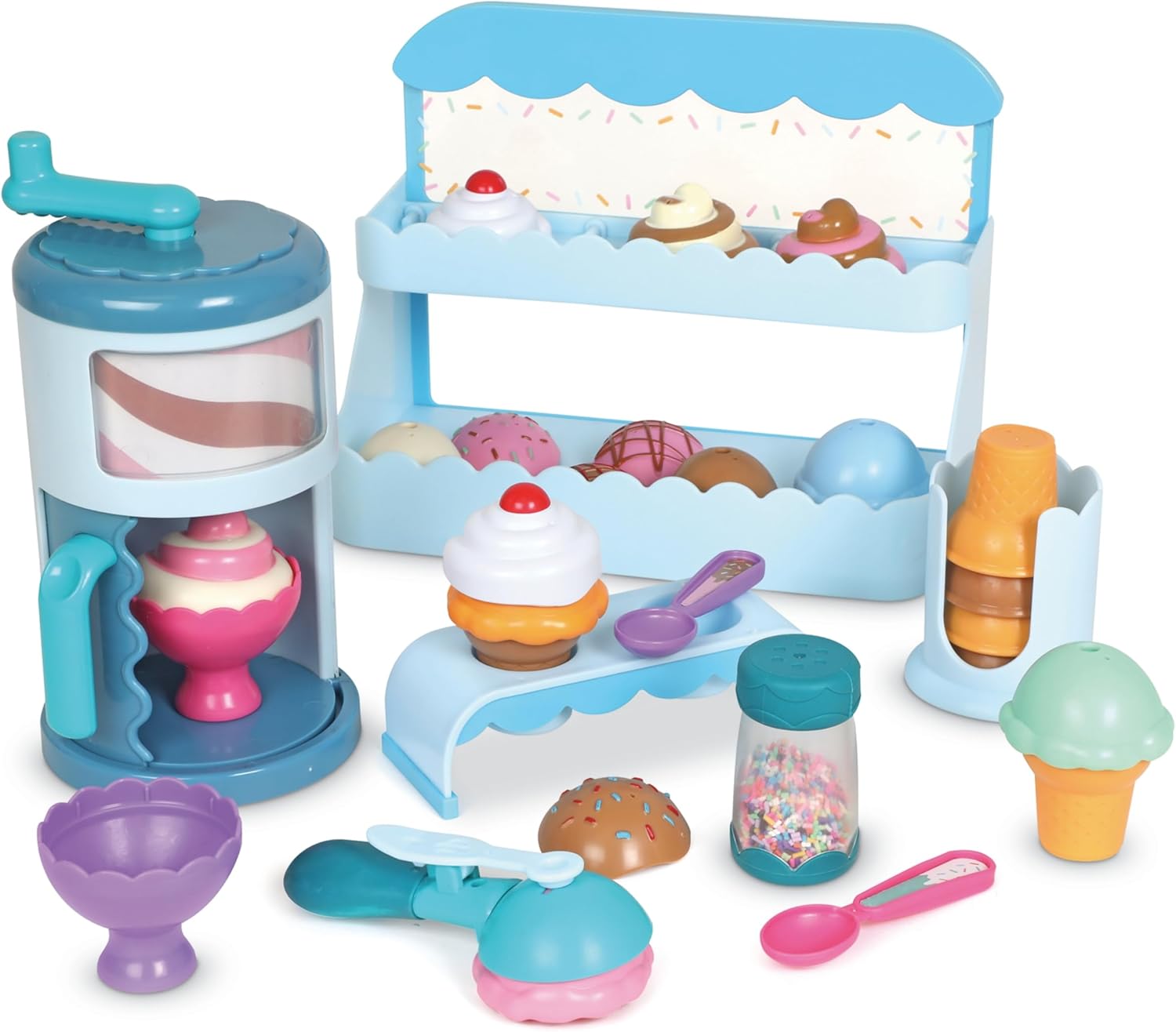 Learning Resources Swirly Scoops Ice Cream Shoppe – Play Food Cones & Pretend Play Set