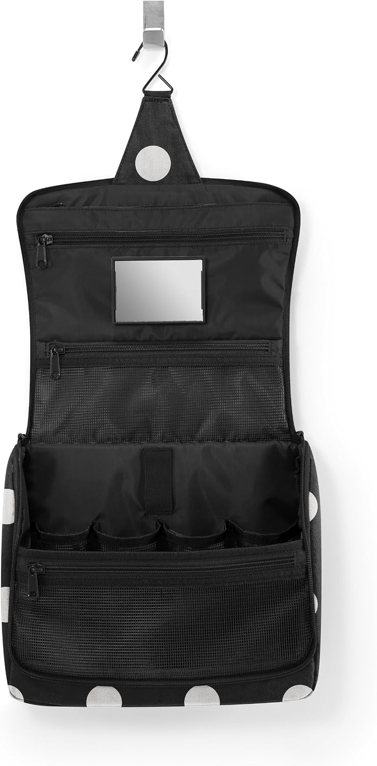Detalle 2 de reisenthel toiletbag XL dots White – Großer Kulturbeutel mit Haken, wasserabweisend