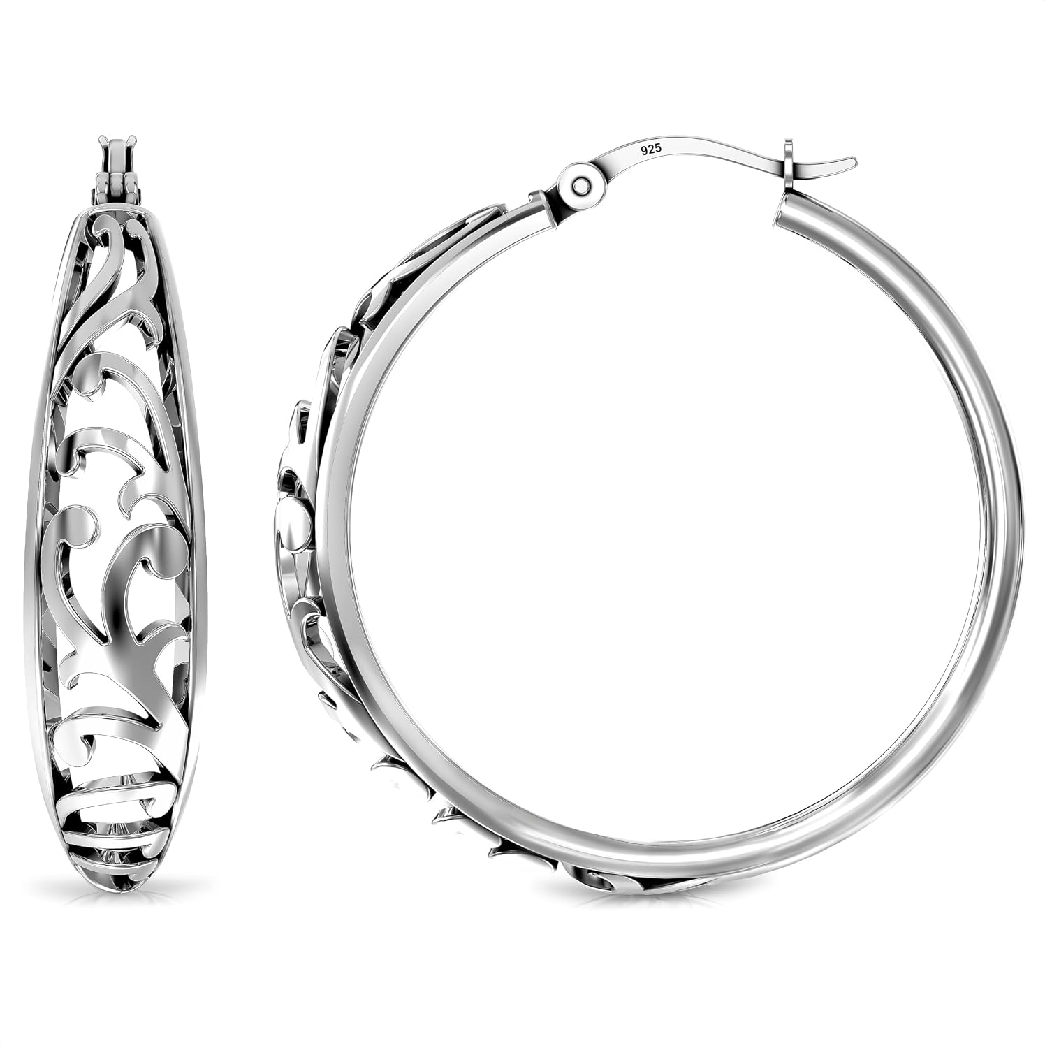 Detalle de LeCalla 925 Sterling Silber Creolen 32 mm